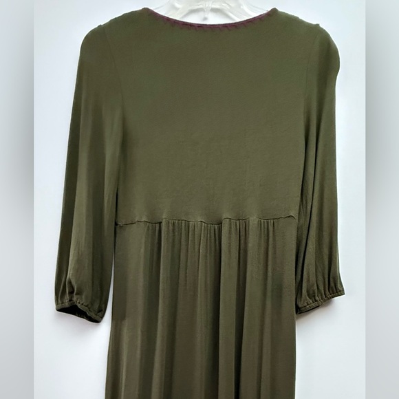 Fossil Olive Green Midi Dress with 3/4 Sleeves - Picture 4 of 7